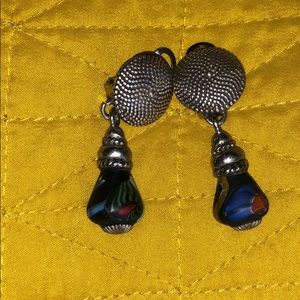 Sterling silver & molded bead clip on earrings